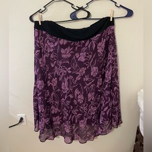 purple floral skirt